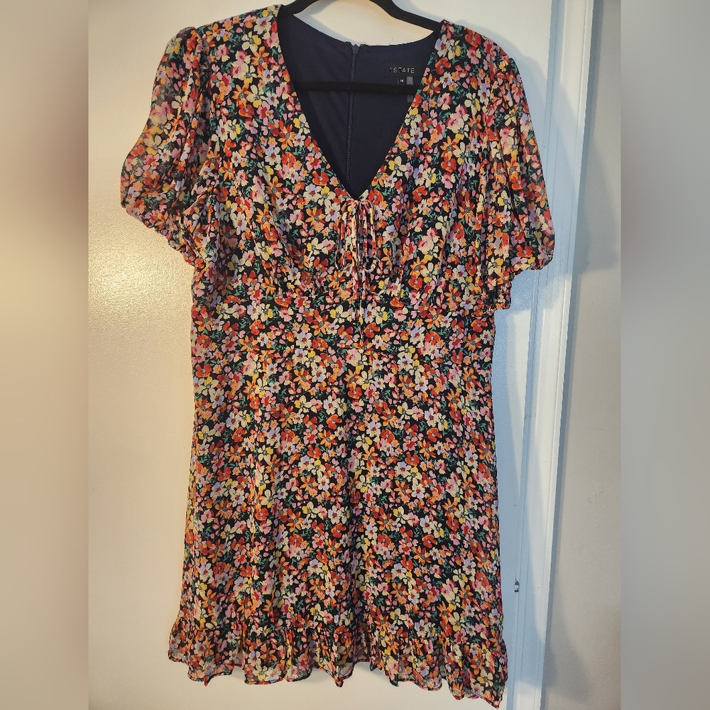 1. State Floral V-Neck Lined Dress Size 14
